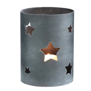 DRAGIMEX Lanterna in metallo con stelle grigia – ⌀ 20 x h 27 cm